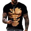 Fashion Muscle Graphics T-shirts Summer Trend Short Sleeve Mens 3D Tear Printed T Shirts Casual Streetwear Oversized Tees Tops