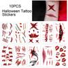 10 шт. наклейки для татуировки на Хэллоуин, шрам, временный косплей, боди-арт, наклейка для детей, пасхальный палец, реалистичный узор, наклейки для лица, жуткая атмосфера, вечеринка, мероприятие