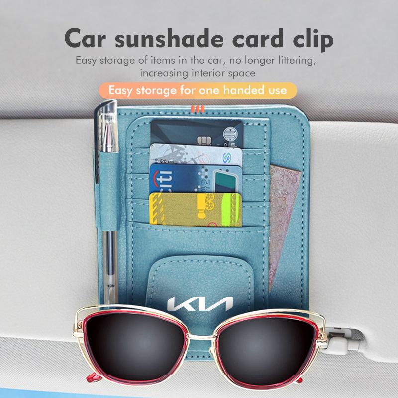 AABIU1 Car Glasses Holder Hanger Minimalist Leather Sunglasses Clip For KIA Stinger Optima Cerato Soul Venga Forte Spectra Sedona