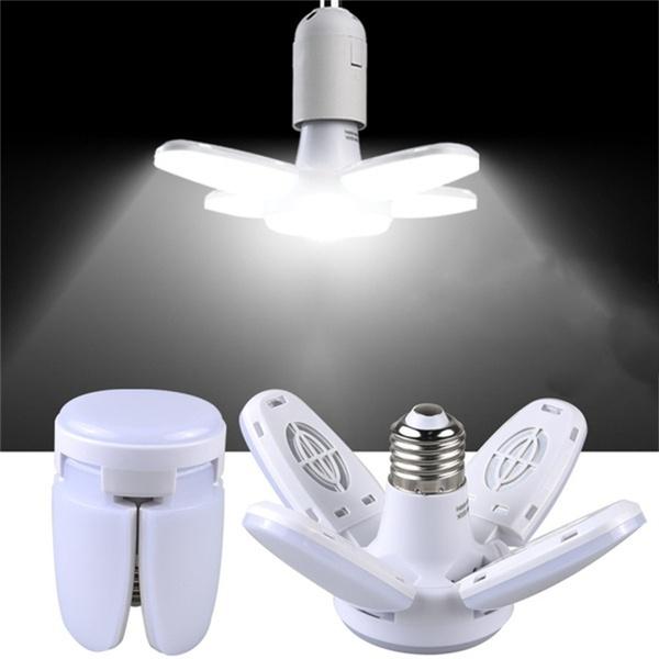 E27 LED Bulb Fan Blade Garage Light Deformable AC85-265V 28W Foldable Ceiling Fixture Lights Workshop Lamp Led Light Bulb  For Home Ceiling Light