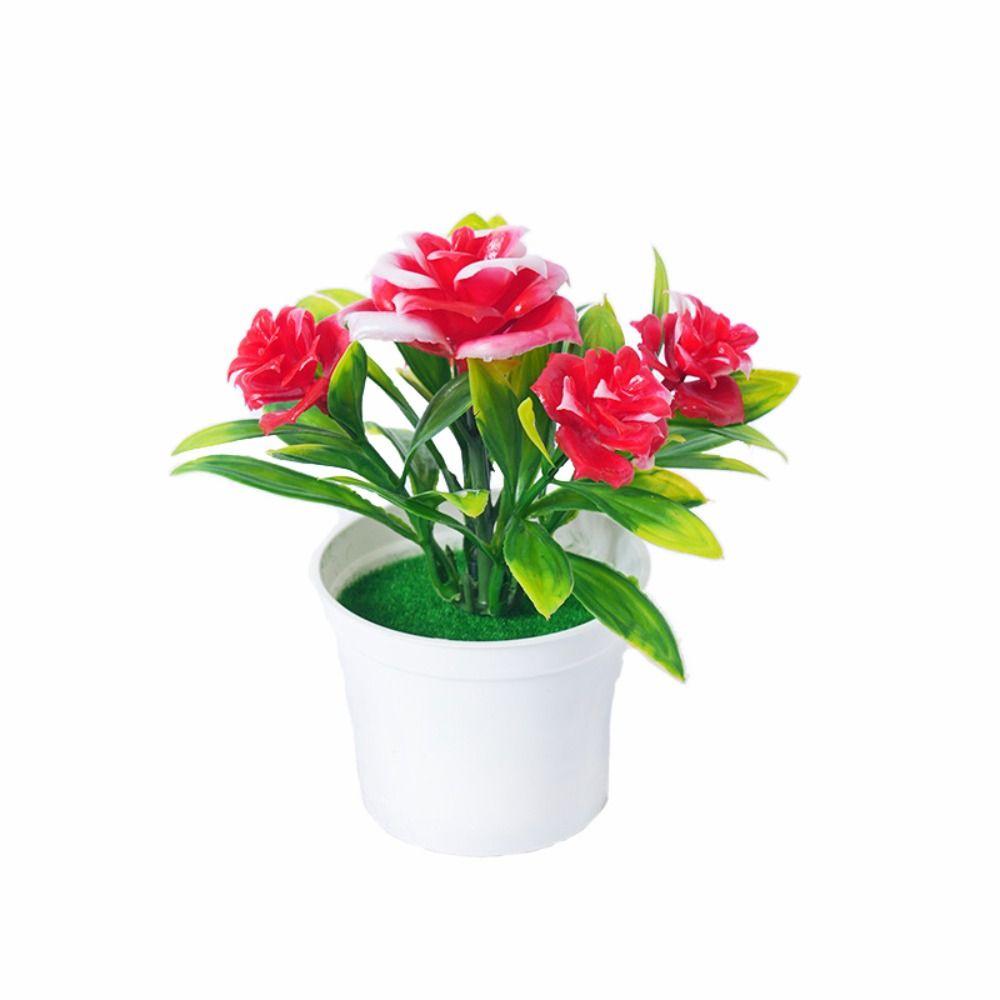 Многоцветная искусственная роза бонсай ремесло реалистичные горшечные растения креативная имитация цветы в горшках