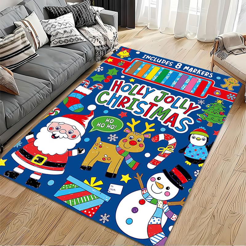 Holly Jolly Christmas Carpet suitable as a non-slip mat for the living room or bedroom sofa