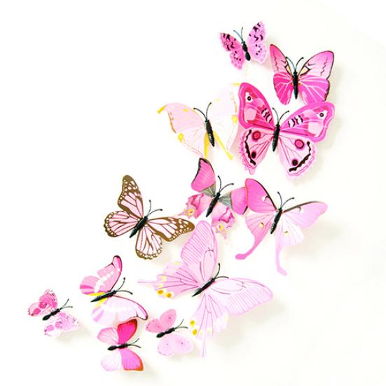 12 Pcs 3D Wall Stickers Butterfly Fridge Magnet Wedding Party DIY Room Decor