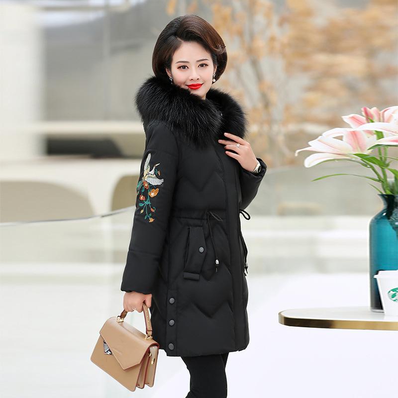 Зимняя куртка-стеганая для мамы, средняя и длинная, большого размера, утолщенная куртка-стеганая, для женщин 40 лет, 50 лет, среднего и пожилого возраста, куртка-пуховик