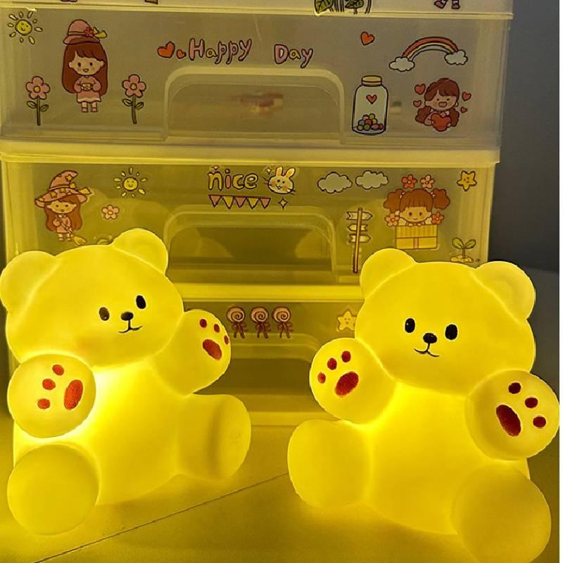 Cartoon Footprint Teddy Night Light Decorative Bedside Lamp Atmosphere Light Girl's Bedroom Decoration Gift