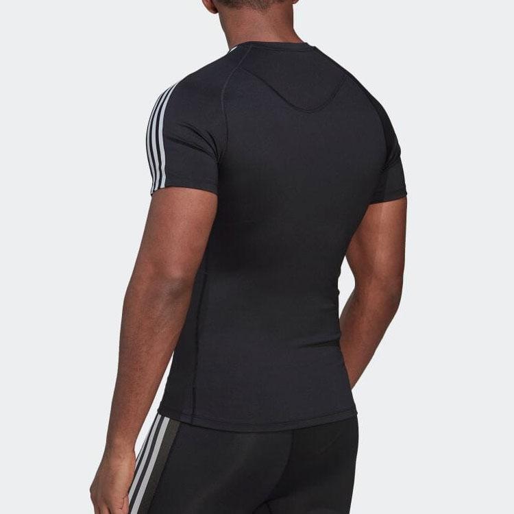 Adidas Футболка Techfit 3-Stripes Training, черная, унисекс, уличная одежда HD3525