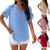 Women's Temperament Casual Solid Color V -neck Ruffled Short Sleeve Top
