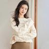 [100% Sheep Wool] Autumn and Winter Thick Solid Color Hollow Head Loose Women's Woolen Sweater for Age Reduction