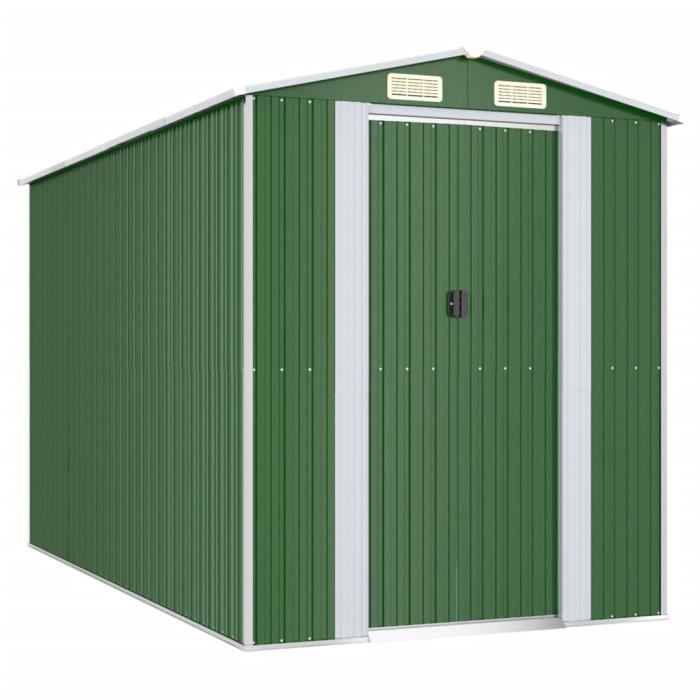 VidaXL Garden Shed Green 192x357x223 Cm Galvanized Steel 3147429