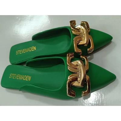 Модные Новые Летние Женские Сандалии Обувь Модные Металлические Цепочки Балетки Заостренный Носок Женские Шлепанцы Женская Повседневная Обувь Уличные Слайды