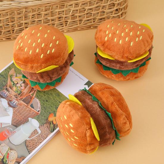 Интерактивная плюшевая игрушка для собаки, имитирующая гамбургер, со встроенным звуком, для чистки зубов, для снятия скуки, милые игрушки для собак