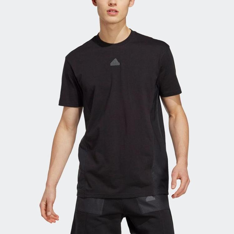 Adidas T Shirts Men's Black Crew Neck Moderate Straight Fit IC9723