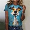 Летняя женская футболка с 3d животным принтом и коротким рукавом, женская футболка в стиле хип-хоп, модная пара, свободный уличный стиль, с рисунком забавной собаки