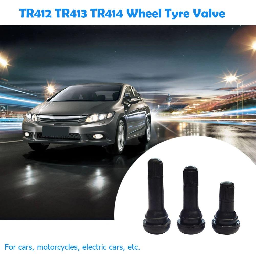 4pcs Black Car Vacuum Tire Valve Snap-in Tire Stem Caps Wheels Parts Tubeless Tyre Valve