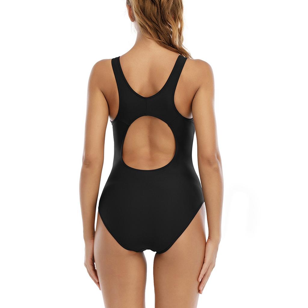 Women's Sleeveless Conservative One-piece Sexy Backless Color Matching Wetsuit With Breast Pad Swimsuit