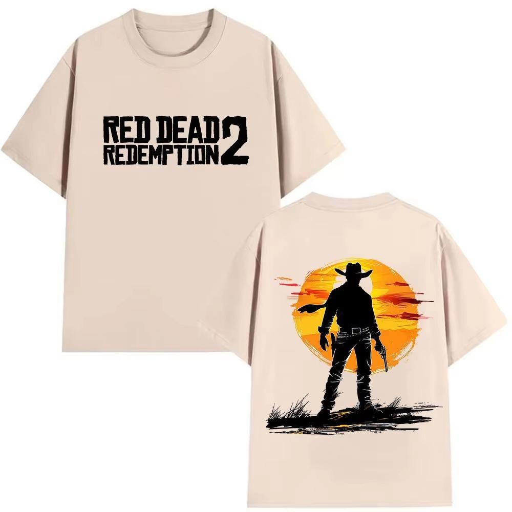 Классическая футболка с графическим принтом Red Dead Redemption 2 для мужчин и женщин, весна-лето 2026, принт, чистый хлопок, повседневная футболка