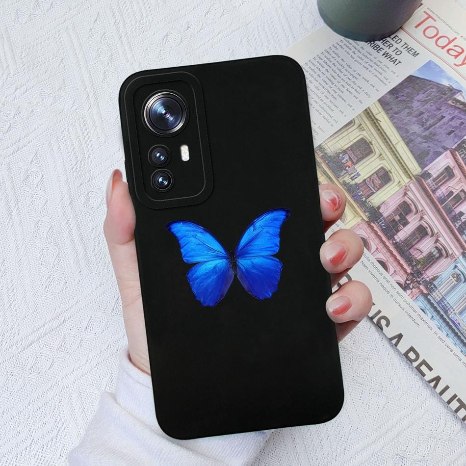 For Xiaomi 12 Pro Lite Ultra Phone Cases Butterfly Cat Heart Liquid Silicone Camera Protection Shell Cover For Xiaomi12 Bumper