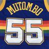 Mens Denver Nuggets 55 Dikembe Mutombo Retro Blue Snow Mountain Edition Embroidered Basketball Jersey Cotton Blend