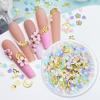 1 коробка красочных резных лепестков для ногтей, цветочные украшения, аксессуары, смешанные роскошные металлические заклепки, бабочки, детали для ногтей, принадлежности