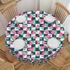 Round Watermelon Slices On Navy and White Checkers  Tablecloth 60 Inches Kitchen Dinning Table Cloth Tropical Fruit  Table Cover