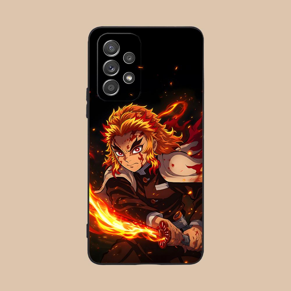 Чехол для телефона Demon Slayer Rengoku для Samsung Galaxy A73 72 71 70 56 55 54 53 52 36 35 34 23 16 15 5G Цветная печать Чехол Роскошный