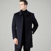 Двустороннее кашемировое шерстяное пальто для мужчин, средней длины, свободное, для папы среднего возраста, шерстяное пальто на пуху