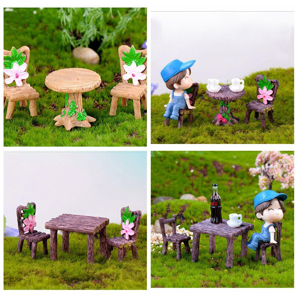 Dollhouse Accessories Table and Chairs Micro Landscape Mini Miniature Garden Furniture Ornament