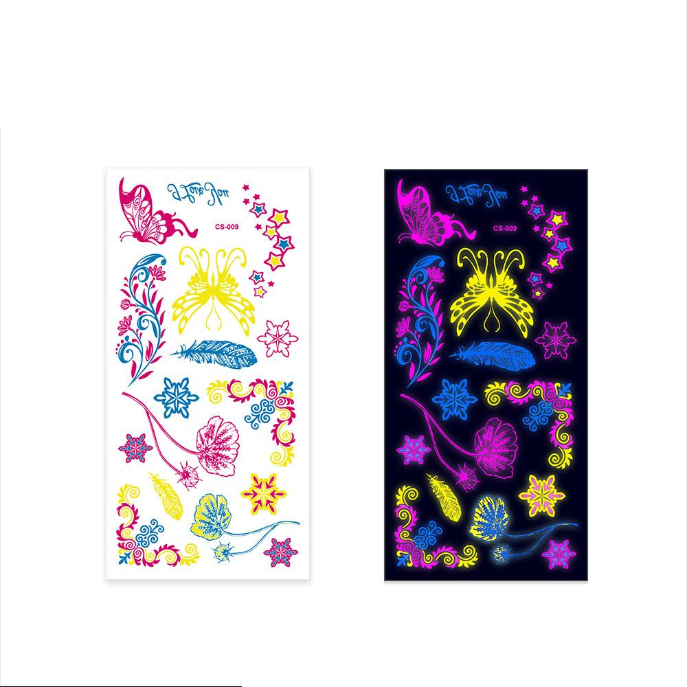 Halloween Fluorescent Stickers Funny Arm Ghost Face Waterproof Tattoo Stickers Women Men Party Supplies Masquerade Cosplay Props