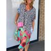 Летние женские модные свободные платья с полуразрезом на шее и принтом
