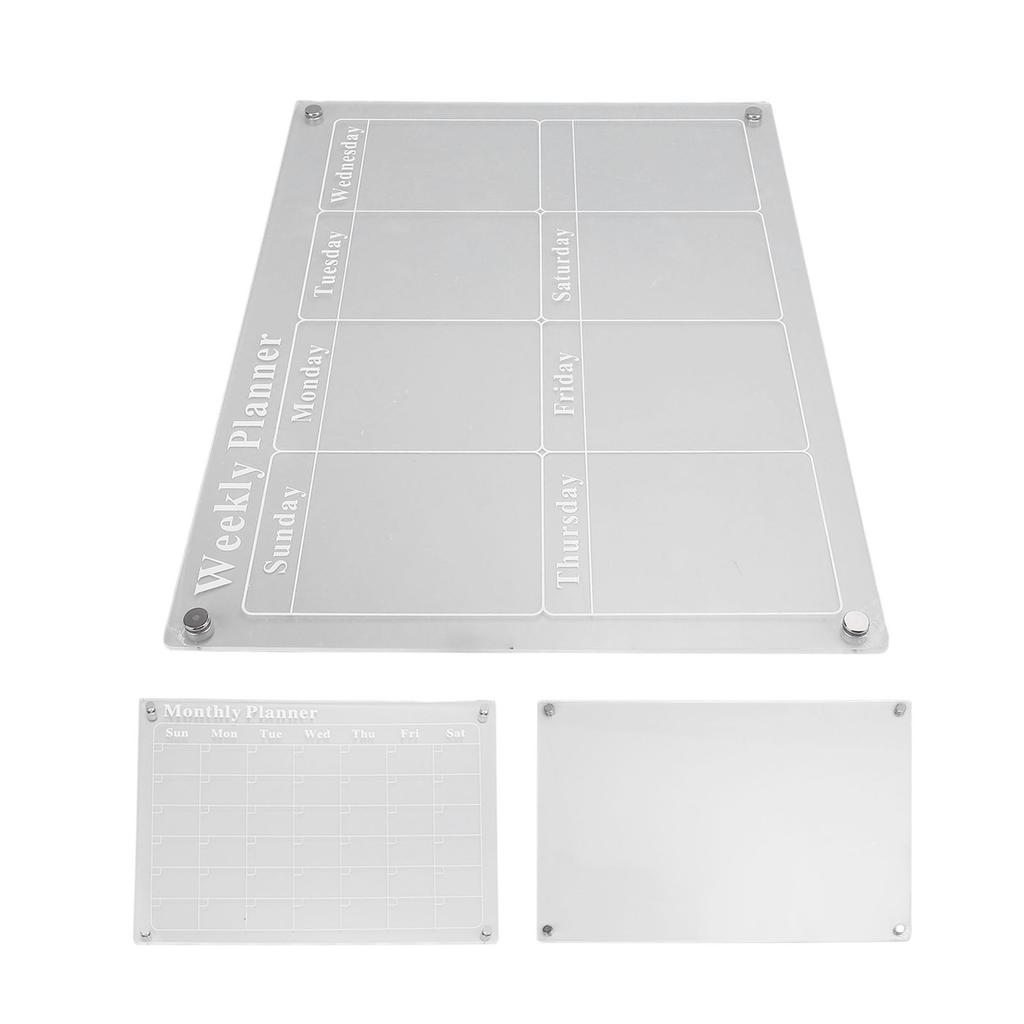 3Pcs Planning Board Set Acrylic Clear Dry Erase Blank Weekly Monthly Planner Board with 6 Pens 15.7x11.8in