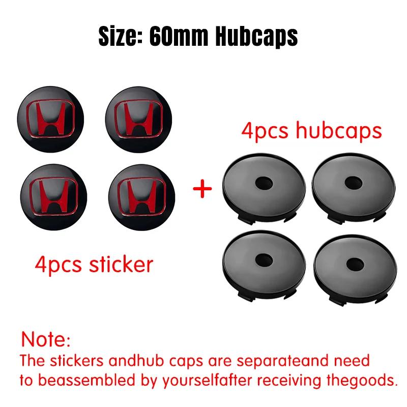 56/60mm Car Wheel Center Hub Cap Badge Logo Emblem Decal Wheel Sticker For Honda Civic City Accord Odyssey CRV Hrv Jazz CBR VTX