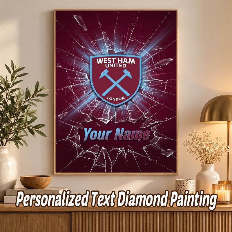 West Ham United FC Custom Name Text 5D Diamond Painting Kit DIY Full Drill Diamond Art Decoration