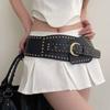 Punk Wide Cummerbunds PU Leather Waist Corset Gothic Metal Rivet Belt  Ladies