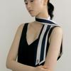 AVVINA PELLE Frame Long Twilly Silk Scarf - Navy/Almond