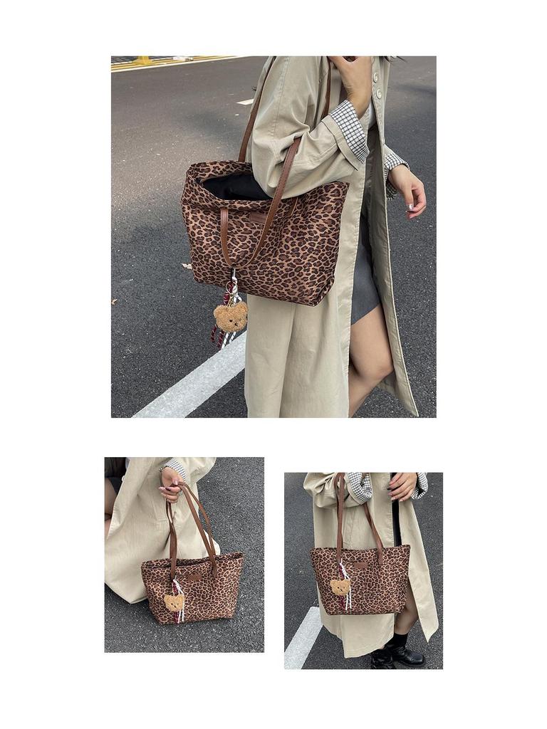 Сумка-тоут в европейском ретро-стиле с леопардовым принтом: Модная, Универсальная, Вместительная наплечная сумка-тоут для женщин