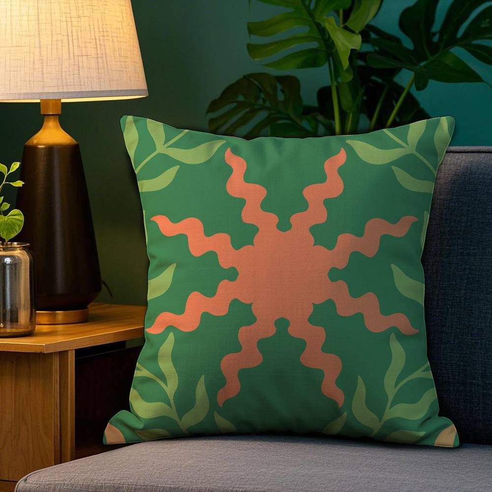 Bohemia Green Classic Pillow Case Plush Fabric Soft Double Sided Print Sofa Cushion Cover Throw Pillow Covers