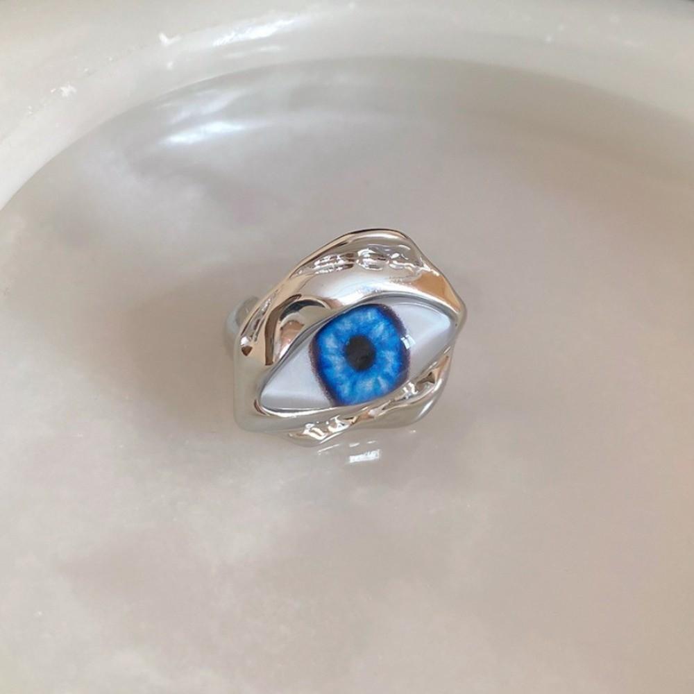 Pleated Devil's Eye Devil's Eye Ring Vintage Exaggerated Glaze Luxury Ring Alloy Copper Banquet Metal Rings Opening Finger Ring