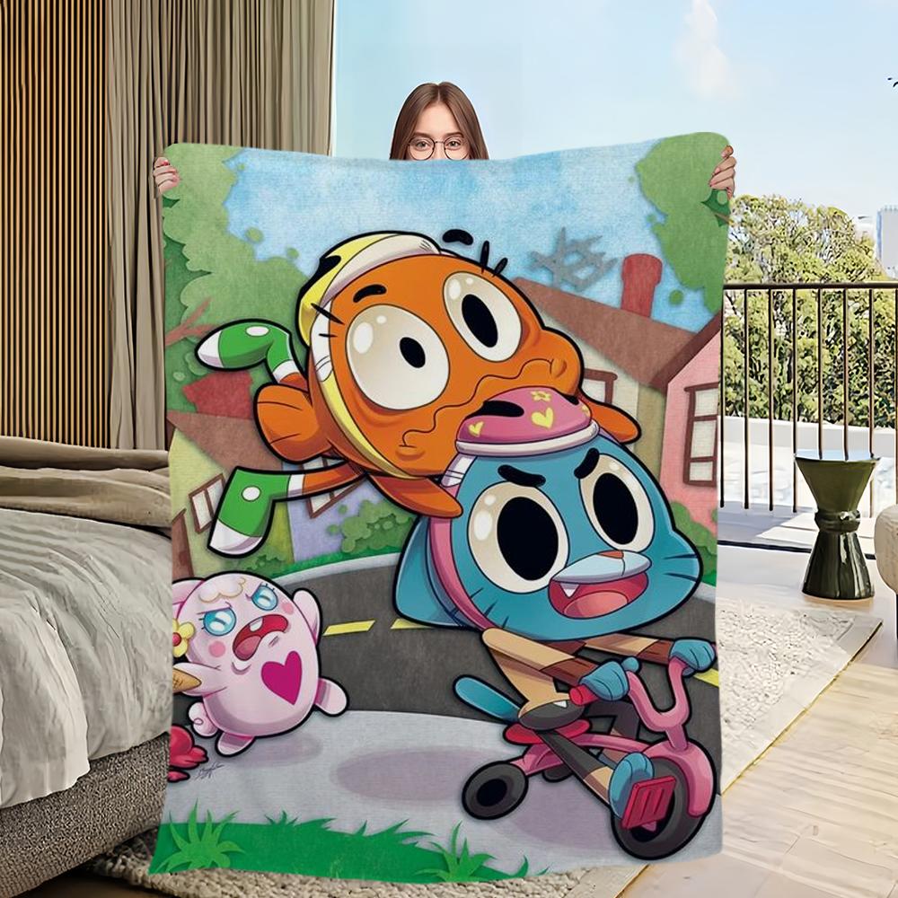 Удивительный мир G-Gumball Одеяло Приятный к коже комфорт теплое мягкое плюшевое одеяло подходит для дивана гостиной офиса спальни
