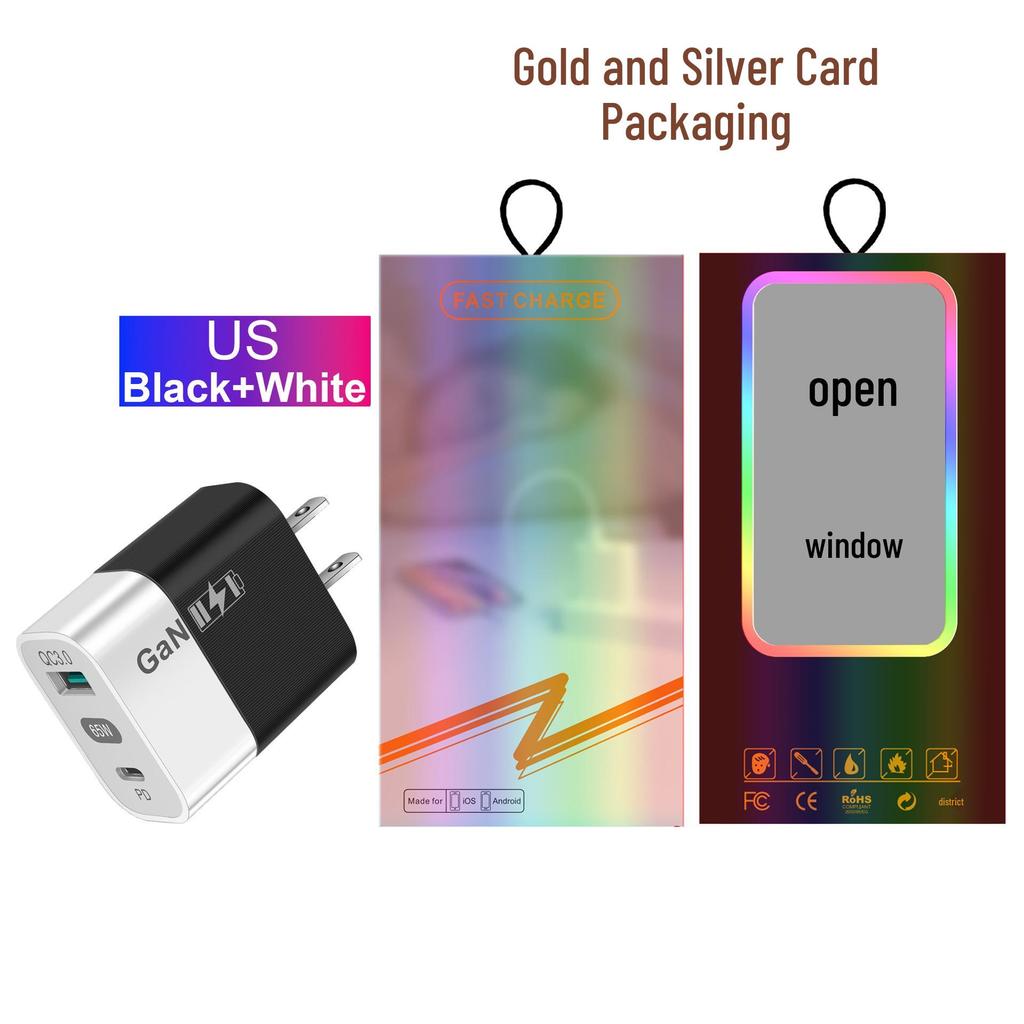 Новое 33-ваттное USB-зарядное устройство GaN с QC 3.0 и PD, поддерживает быструю зарядку 9 В и 12 В - Стандарт США/ЕС.