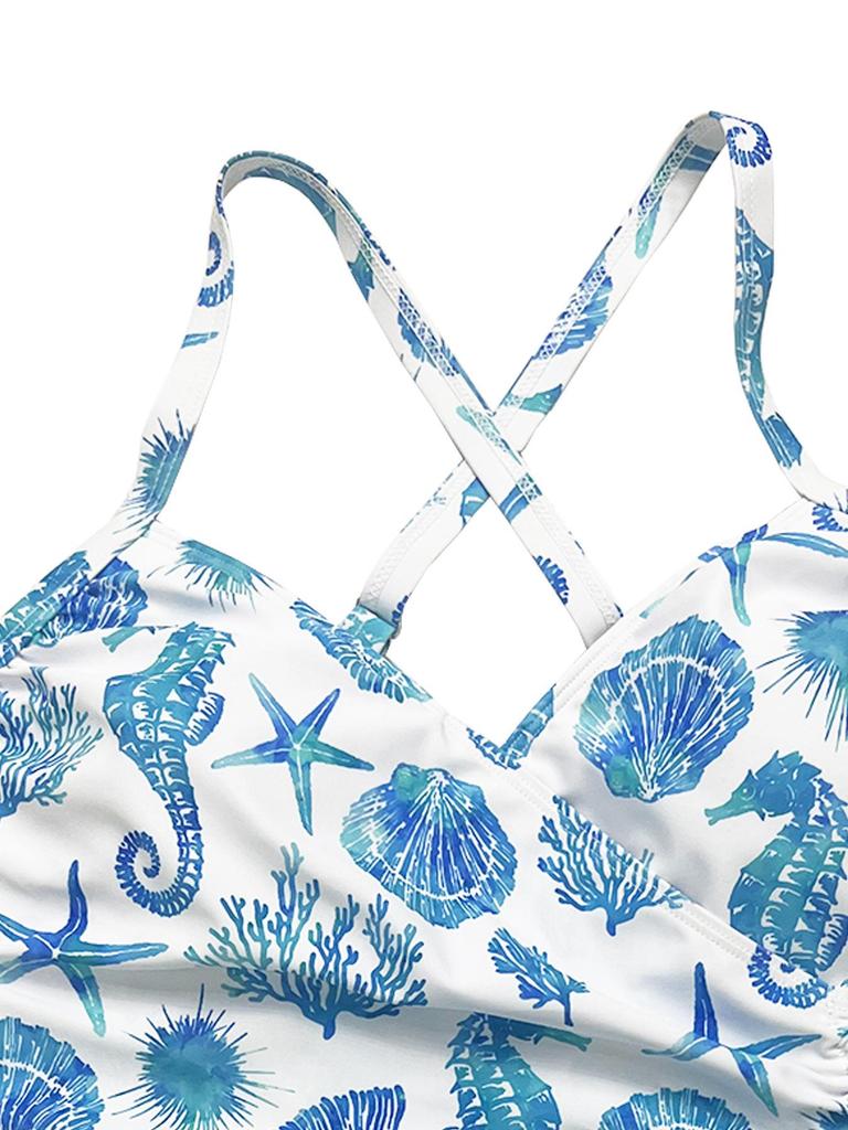 Стройнящий слитный купальник большого размера – Модный принт