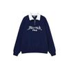 Fila American Vintage Sweatshirt Autumn Letter Print Loose Polo Neck Pullover Unisex Sweatshirt Deep-Sea-Blue F11U339201FNV