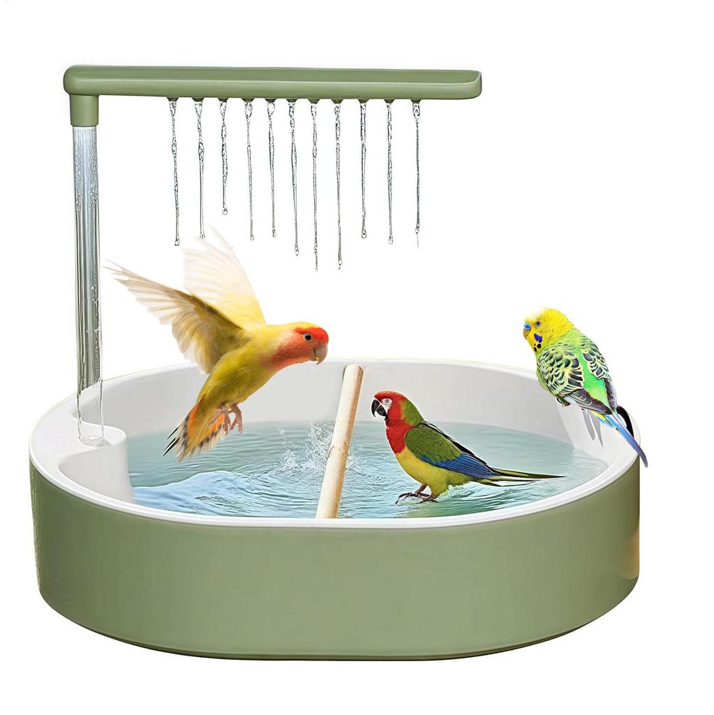 Parrot Bathtub Bird Automatic Bath Shower with Circulating Faucet Pond Fountain Water for Lovebird Cockatiel Finches Cockatoo