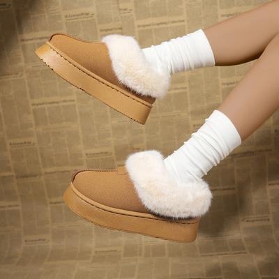 Осень-зима 2025 новые женские платформенные сноубутсы для внешней торговли, круглый носок, внутренняя утолщенная плюшевая подкладка, европейский и американский стиль
