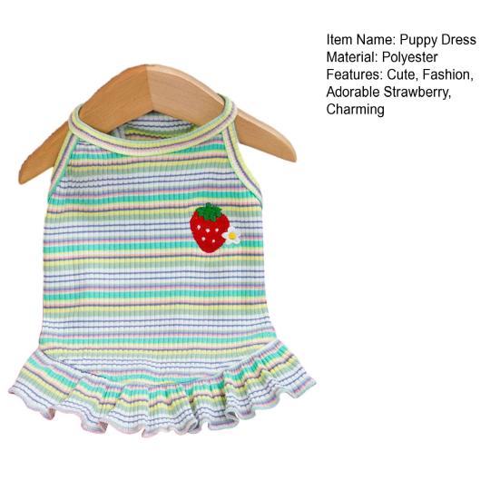 Летнее платье для собак, футболка без рукавов в полоску с клубничным принтом, юбка-пачка для домашних животных, наряд принцессы для маленьких и средних кошек и собак