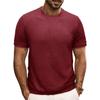 Men's Short Sleeved Knitted T-shirt Top With Round Neck Ribbed Pullover