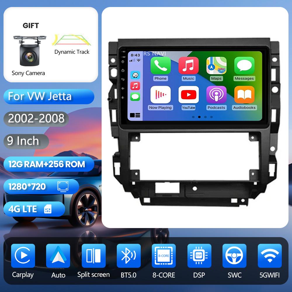 Android 16 pour Volkswagen Golf Mk 4 2004-2008, autoradio multimédia Carplay Auto, écran QLED 2K, commande par application au volant