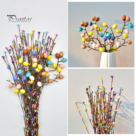 26 шт. искусственных пасхальных лоз с пастельными яйцами и ягодами, весенние цветочные стебли, ветки пасхальных яиц для цветочной композиции, домашнего декора