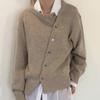 Женский осенне-зимний свитер с косыми пуговицами и нерегулярным дизайном, кардиган, вязаная куртка