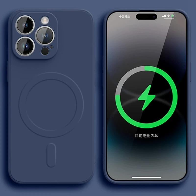 Оригинальный жидкий силикон для магнитного чехла Magsafe для iPhone 16 15 13 12 11 14 Pro Max с беспроводной зарядкой, матовый цветной мягкий чехол