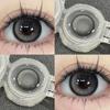Mill Creek 2pcs Natural Contact Lenses with Prescription Black Grey 14.2mm Basque Series 6 Months Use 0~-8.00 Myopia Color Lenses